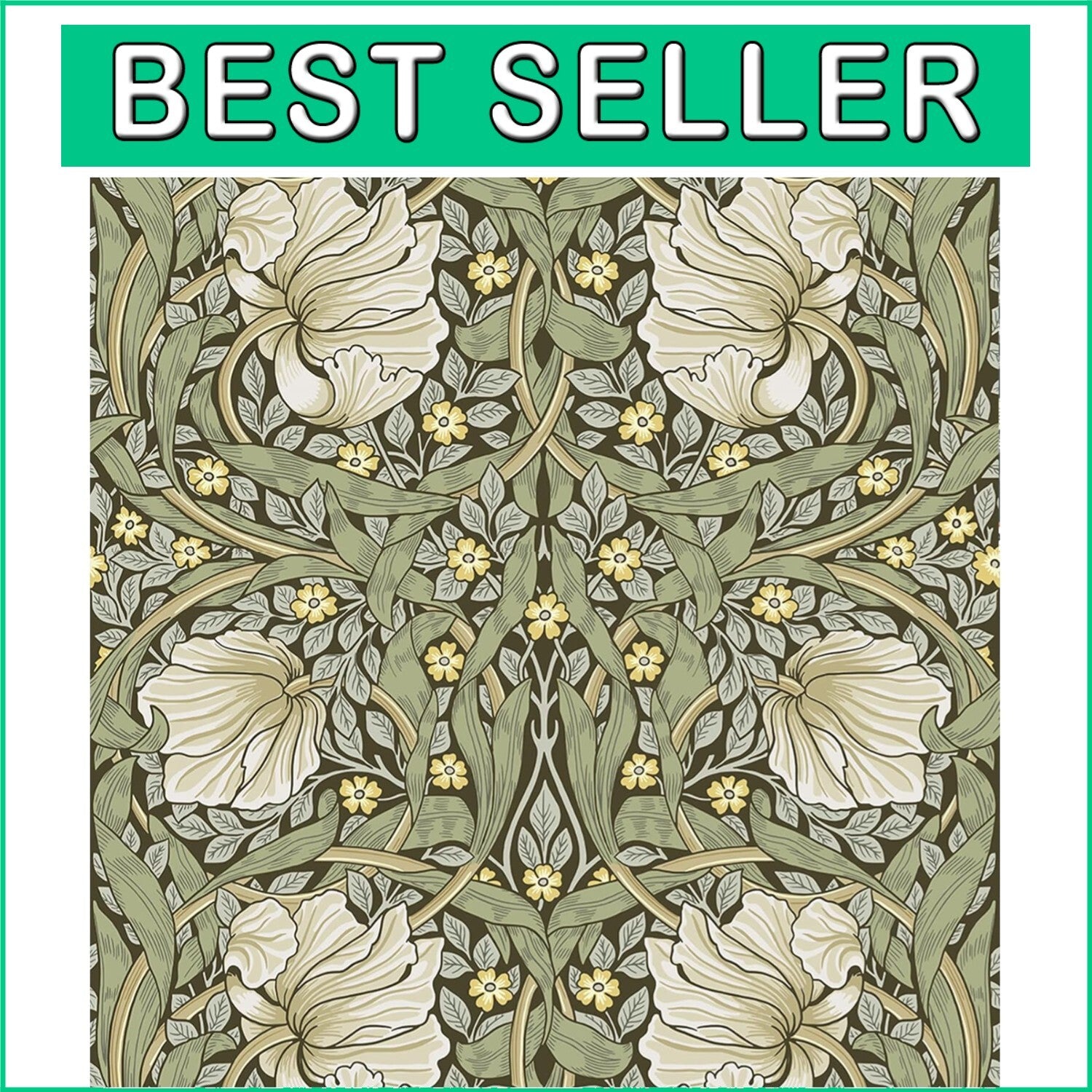Eco-Friendly William Morris Sage Green Wallpaper - Removable & Waterproof Design