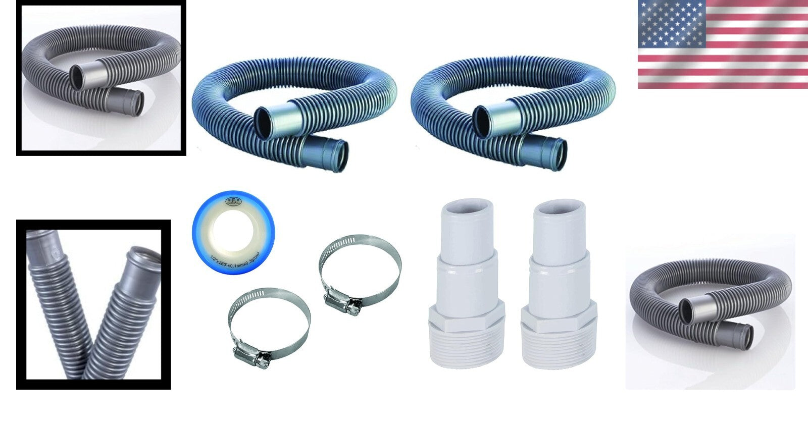 Durable 1.5" Pool Filter Hose Replacement Kit - Fits Most Systems, Easy Install