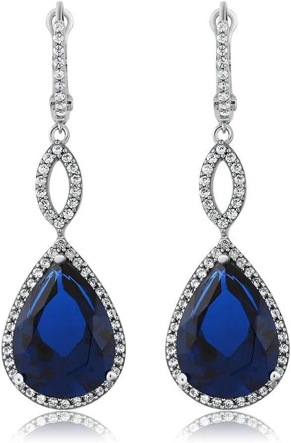 Elegant 925 Sterling Silver Long Dangle Teardrop Earrings for Weddings - 20 Cttw