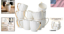 Load image into Gallery viewer, Luxurious Gold-Rimmed Porcelain Mugs - 12oz Coffee Cup Set for Special Occasions