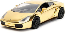 Load image into Gallery viewer, Fast &amp; Furious Gold Chrome Lamborghini Gallardo Collector's Die-Cast Car - 1:24