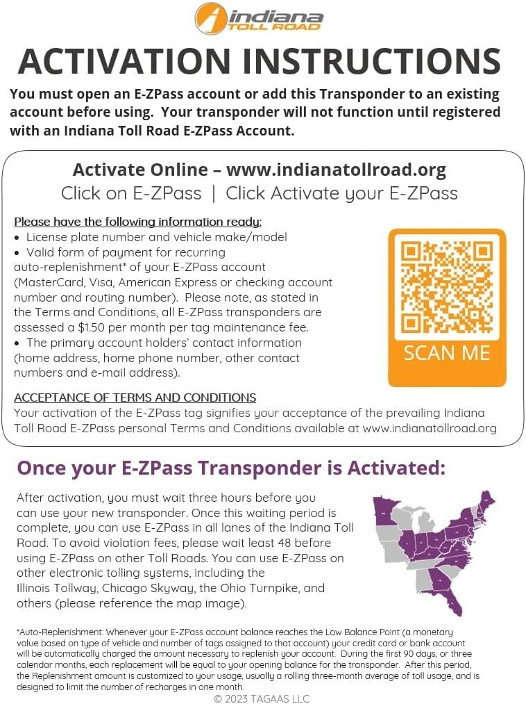 Indiana Toll Road E-ZPass Transponder Pack - Includes Activation Guide & Funds
