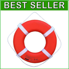 Load image into Gallery viewer, Bright Orange 24-Inch Foam Life Ring with Webbing Straps - Weather-Resistant