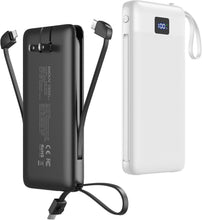 Load image into Gallery viewer, Ultra-Portable 10,000mAh Charger Set with Built-in Cables for iPhones &amp; Androids