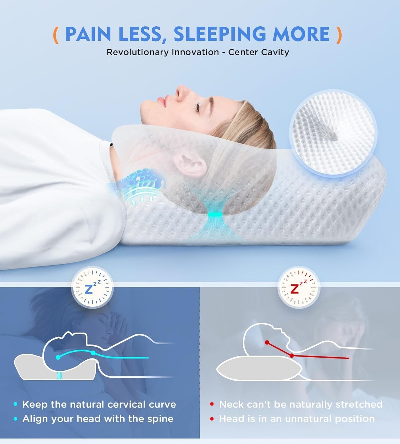 Adjustable Memory Foam Cervical Pillow - Ideal for Side, Back & Stomach Sleepers