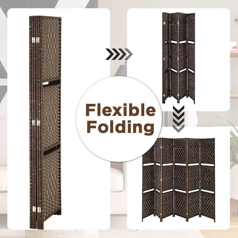 Versatile 6 Panel Wood Room Divider with Storage Shelves for Stylish Privacy