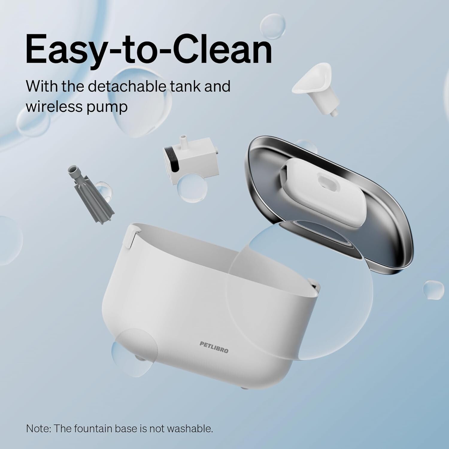 Pet Water Fountain with 304 Stainless Steel Tray - Wi-Fi Enabled 2.5L Capacity