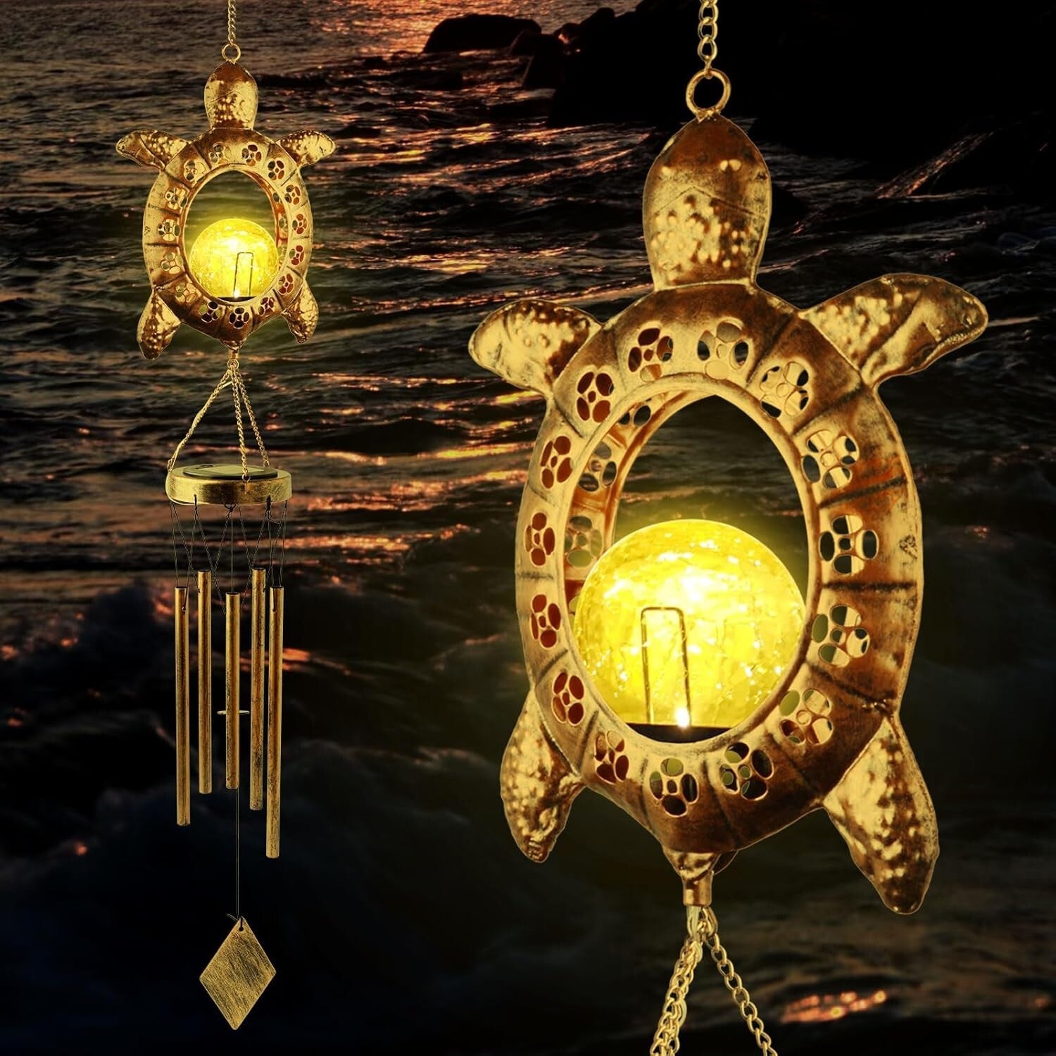 Durable Solar Turtle Wind Chimes - Soothing Melodies for Outdoor Spaces