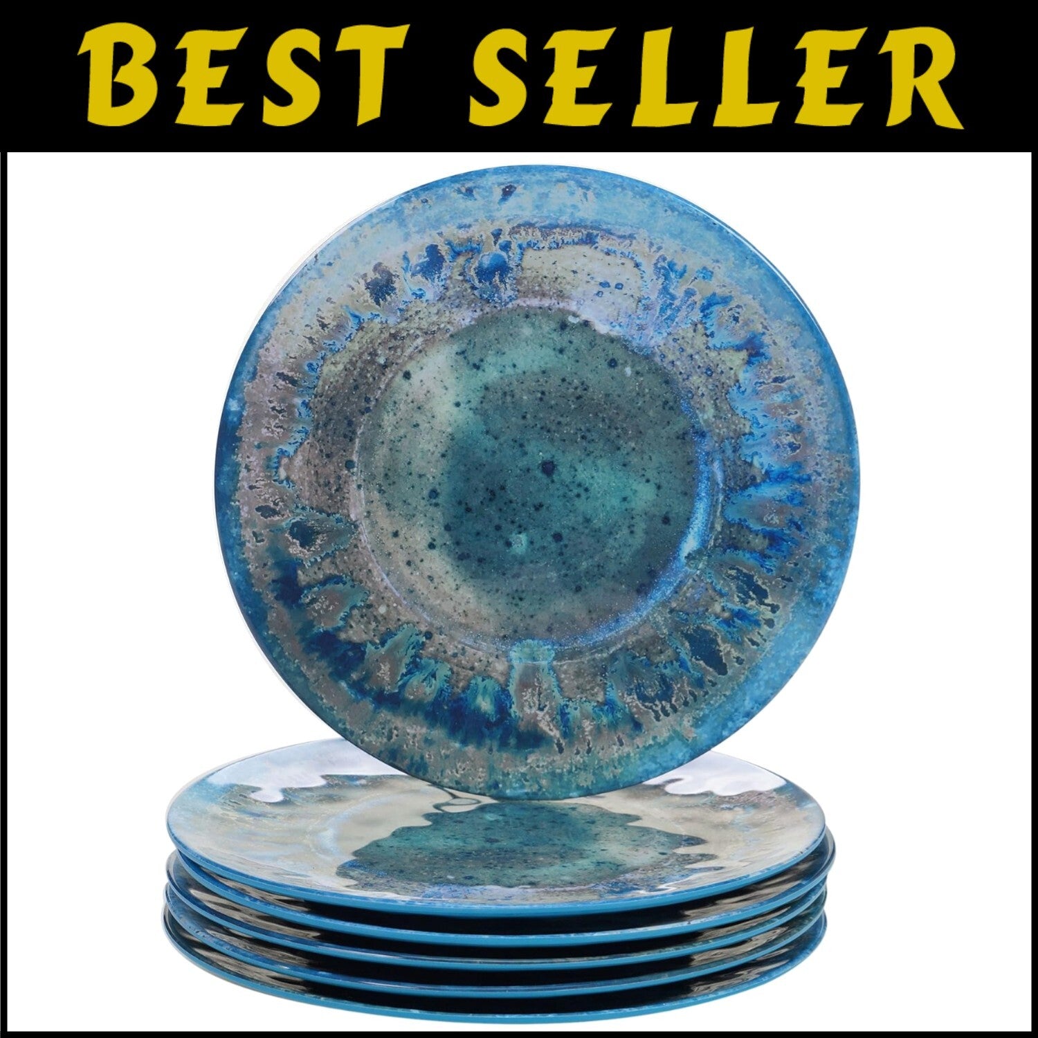 Elegant 11" Teal Melamine Dinner Plates - Shatterproof Set for Stylish Serving