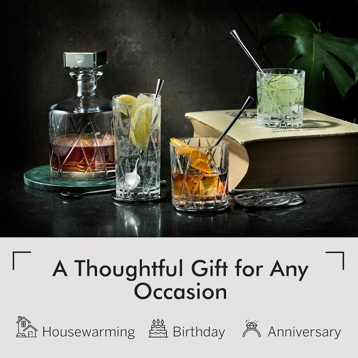 German Crystal Glassware Set for Whiskey & Cocktails - 11 Oz., Dishwasher Safe