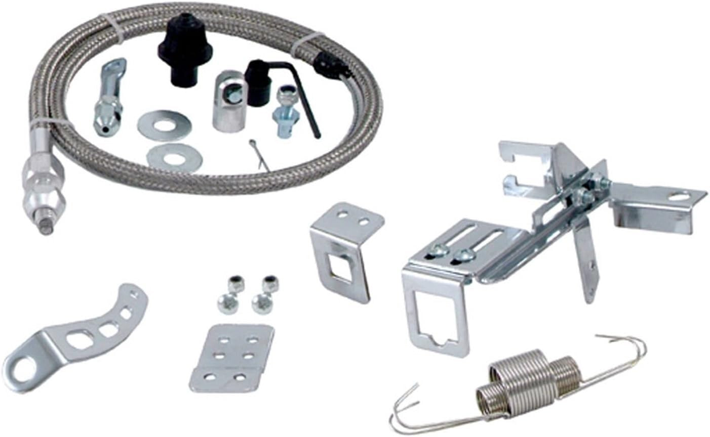 3ft Braided Stainless Steel Throttle Cable with Universal Adjustable Bracket Set