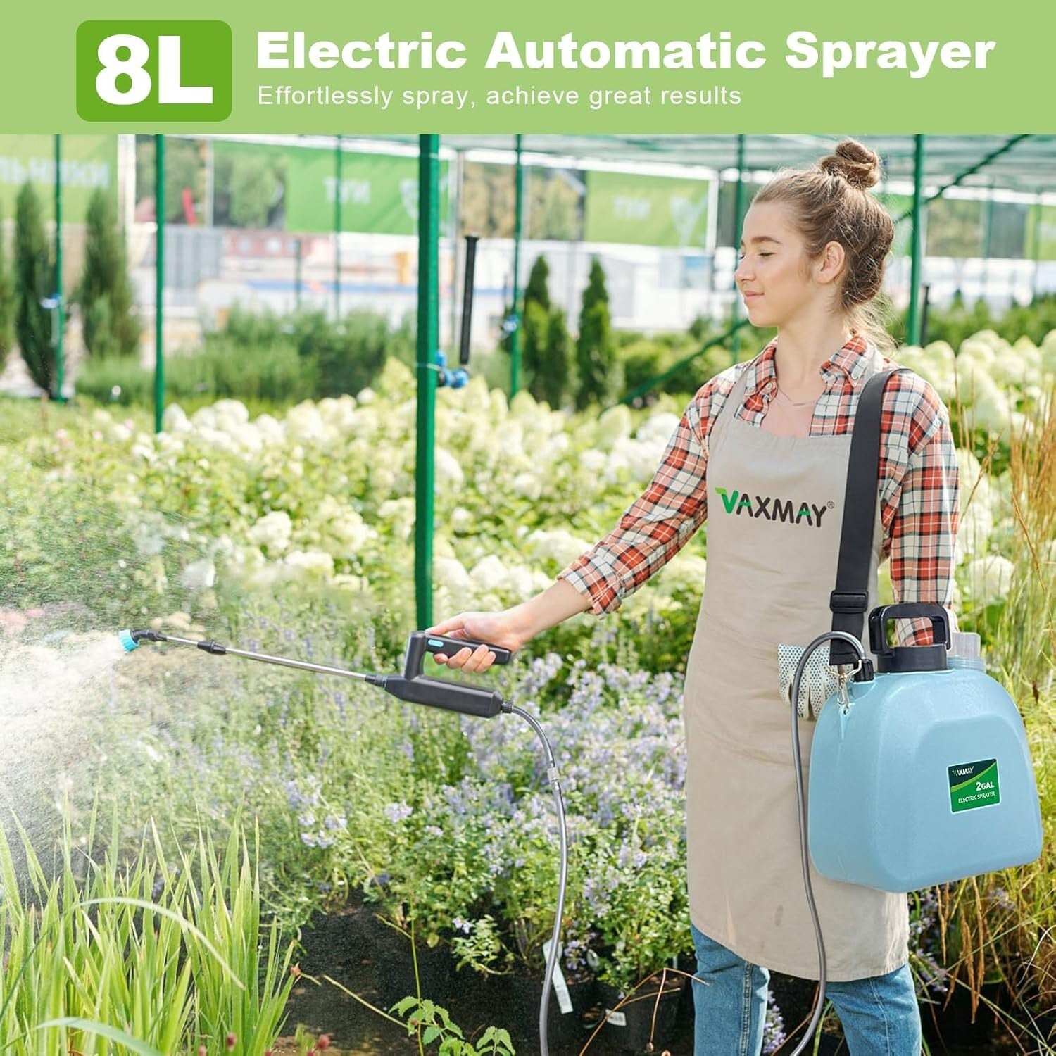 Durable Electric Lawn Sprayer - 2 Gallon Capacity with Versatile Nozzle Options