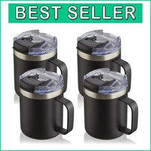 Load image into Gallery viewer, 4 Pack 12oz Stainless Steel Insulated Travel Mugs with Comfortable Handles