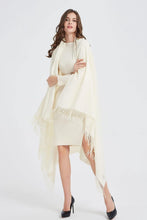 Load image into Gallery viewer, Elegant Lightweight Cashmere Blend Throw Blanket - Soft Ivory with Fringe Detail