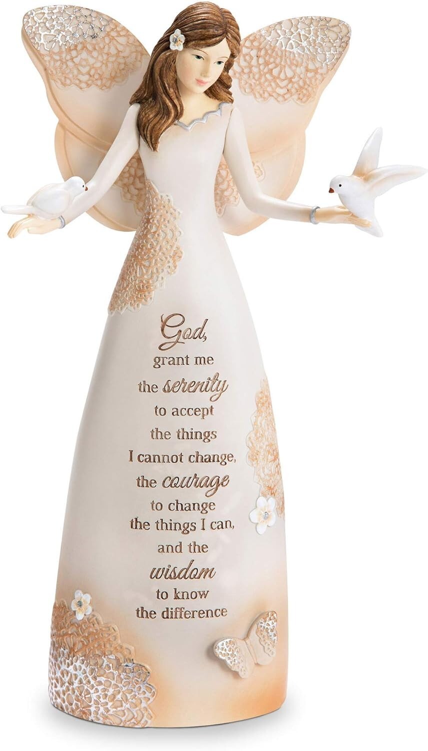 Elegant 9'' Silver Serenity Angel Figurine with Debossed Quote - Luxury Decor