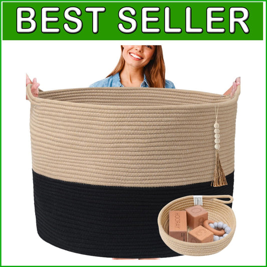 Elegant Washable Jumbo Basket Set - Black & Brown for Home Storage Purposes