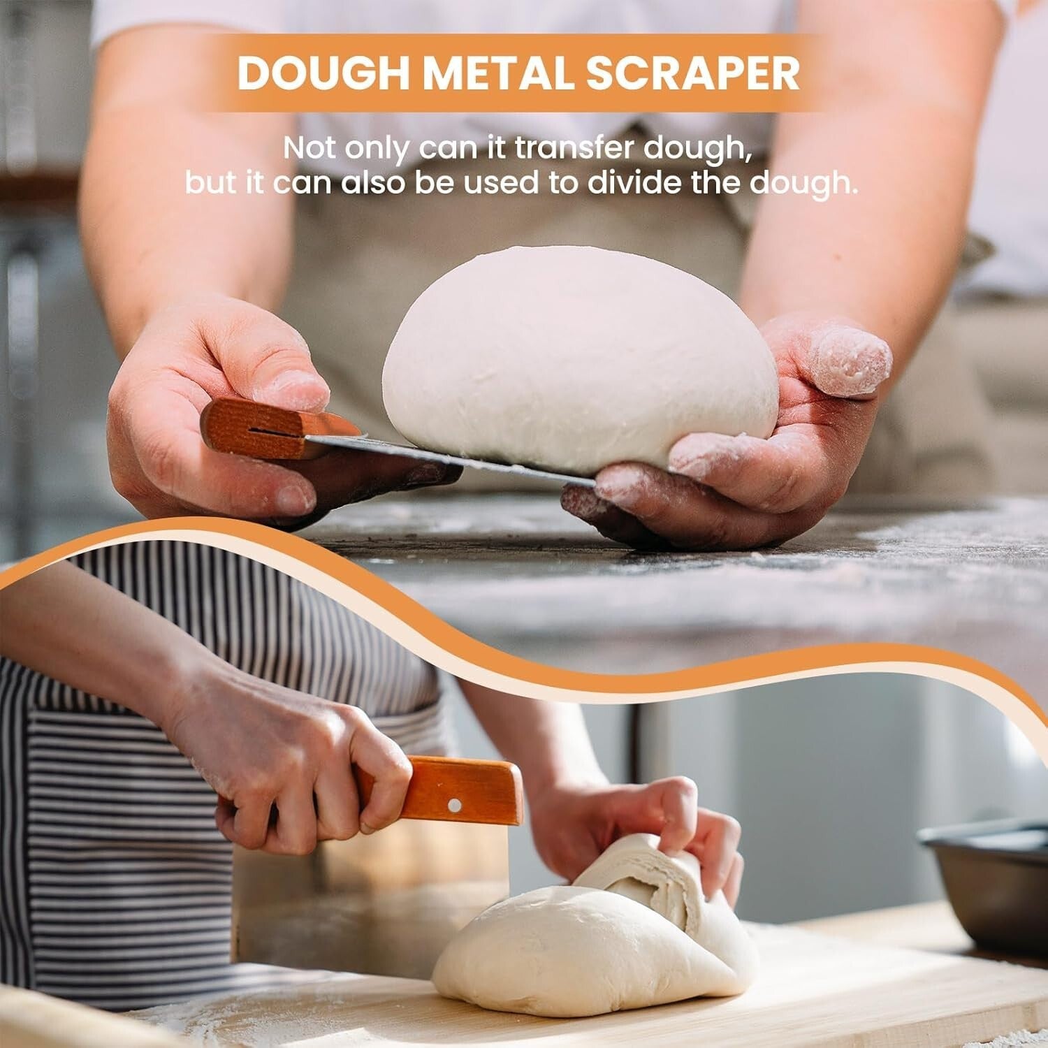 Artisan Bread Making Set: Rattan Proofing Baskets and Metal Scraper Included