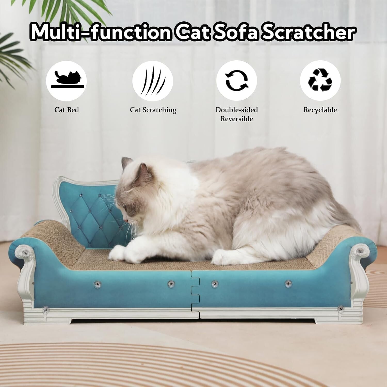 Versatile Cat Couch Shape Scratch Pad for Active Indoor Cats – Includes Catnip