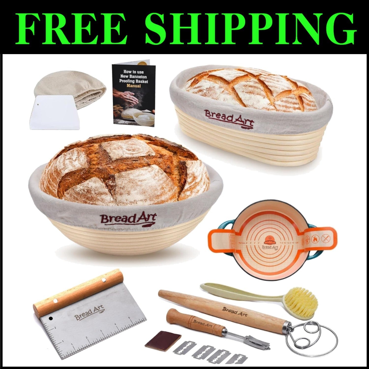 9-Inch Round & 10-Inch Oval Rattan Proofing Baskets for Sourdough Masterpieces