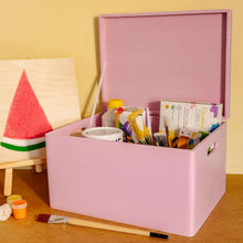 Load image into Gallery viewer, Large Pink Wooden Storage Box with Hinged Lid – Elegant Organization Solution