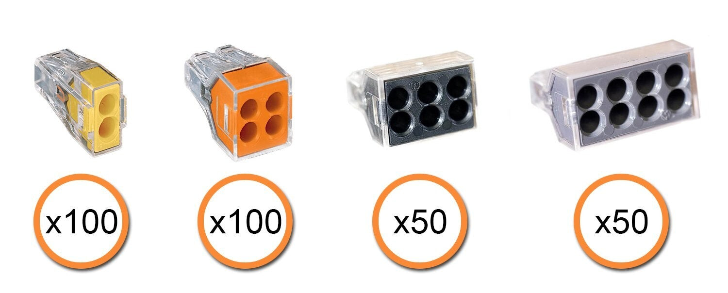 Assorted 300-Piece Push Wire Connector Kit - Ideal for Electricians & DIYers
