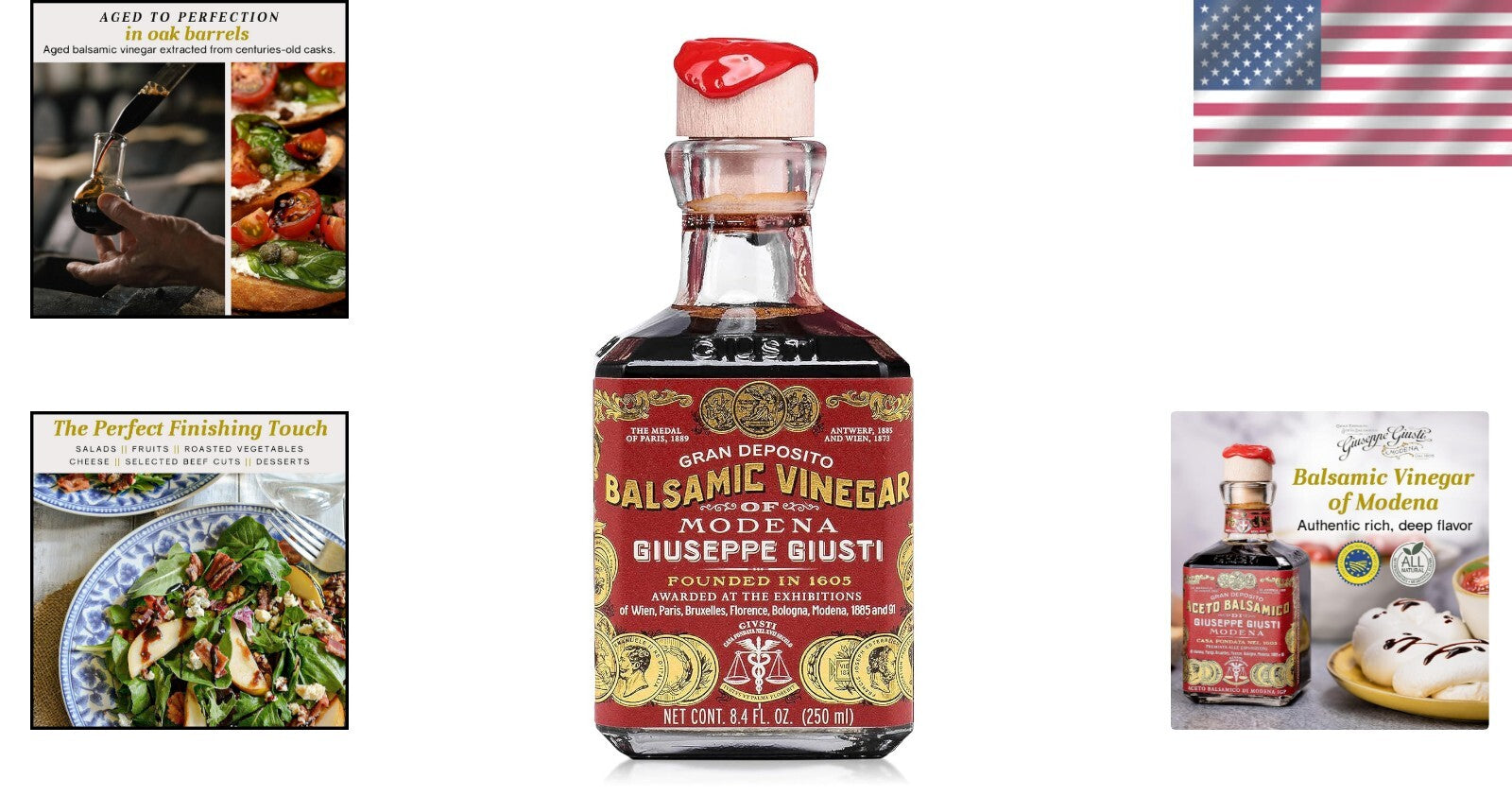 Award-Winning Modena Balsamic Vinegar - Gourmet Italian Condiment, Pack of 1