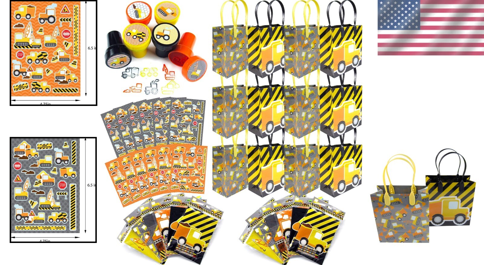 108-Piece Construction Truck Party Favor Set - Toys, Stickers, Crayons & More!