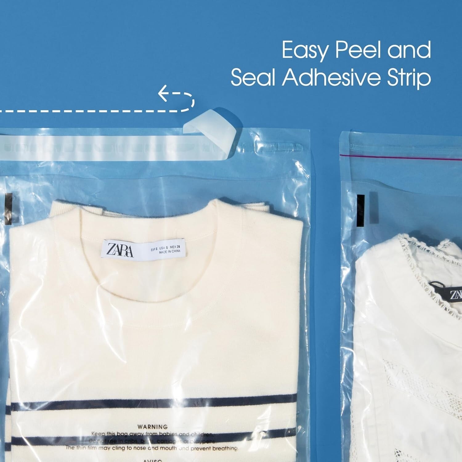 200 Count 20" x 24" Clear Poly Bags with Suffocation Warning for Safe Packaging