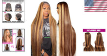 Load image into Gallery viewer, Versatile Ombre Lace Wig - 32 Inch Straight Human Hair, Glueless Cap Design