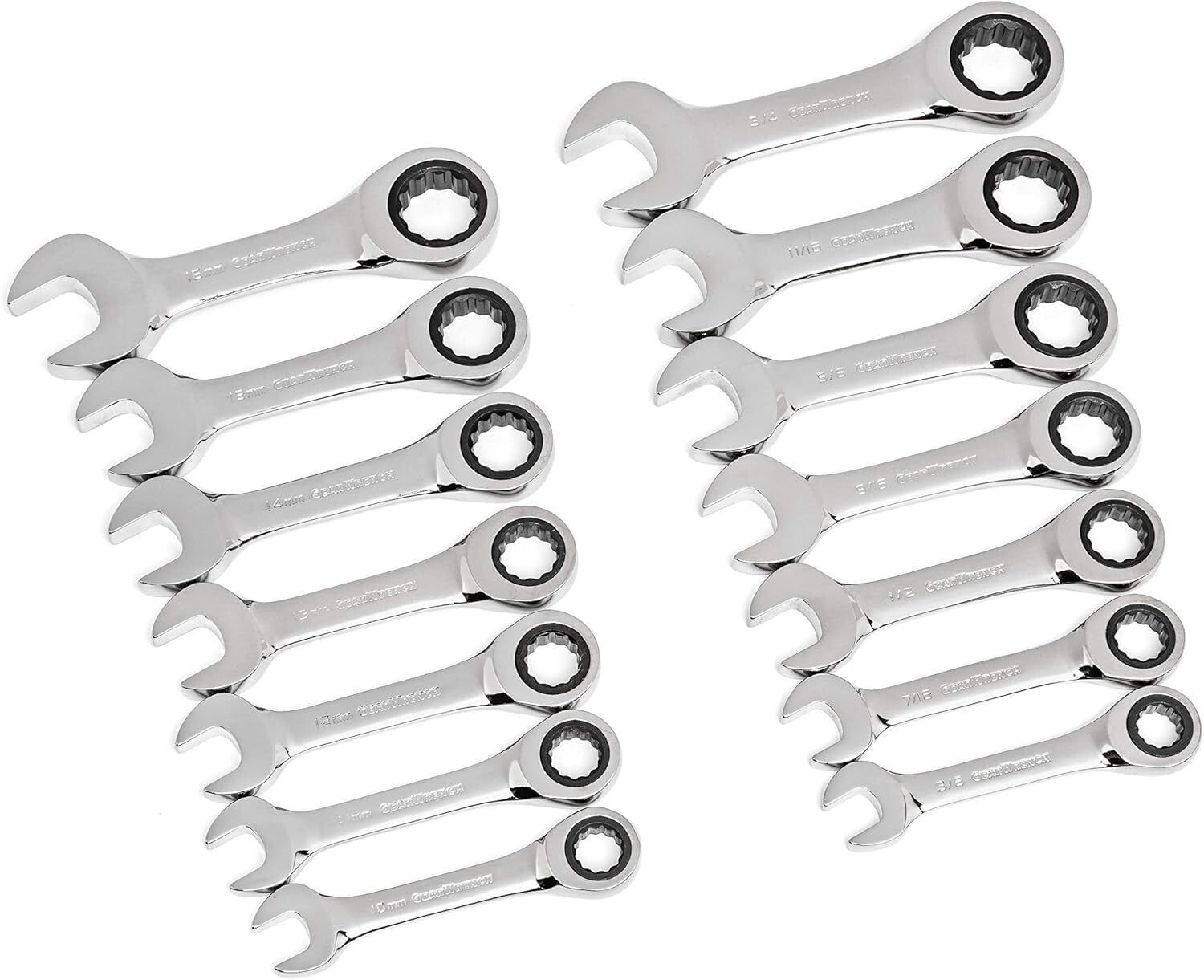 Professional 14 Pc. Stubby Ratcheting Wrench Set - Enhanced Grip & Access