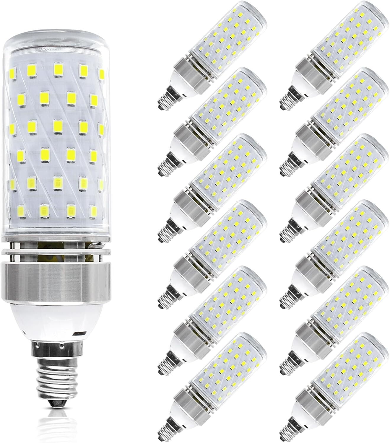 E12 LED Bulbs, 16W 1500LM Daylight White 6000K - Pack of 12 Energy-Saving Lamps