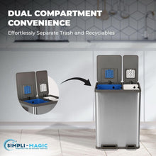 Load image into Gallery viewer, High-Capacity 60L Kitchen Step Trash Can with Dual Compartments &amp; Soft-Close Lid