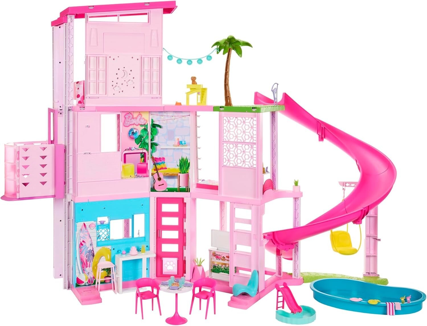 DreamHouse Doll House Playset with 75+ Fun Pieces Including Pool Slide and Pets