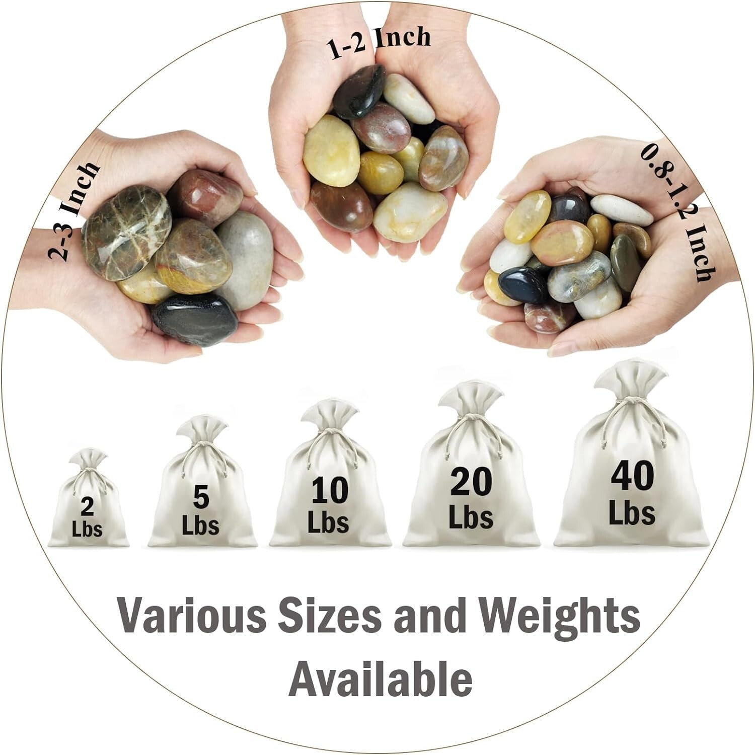 Multi-Purpose 20 lb River Rocks - Ideal for Gardens, Aquariums, DIY Projects