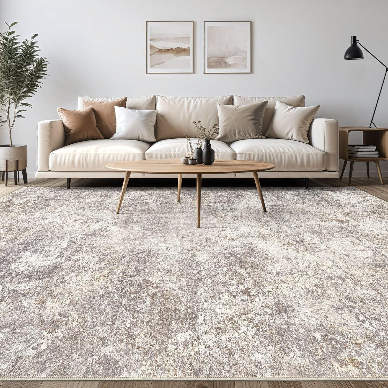 9x12 Washable Area Rug with Non-Slip Backing - Ideal for Living Room & Dining