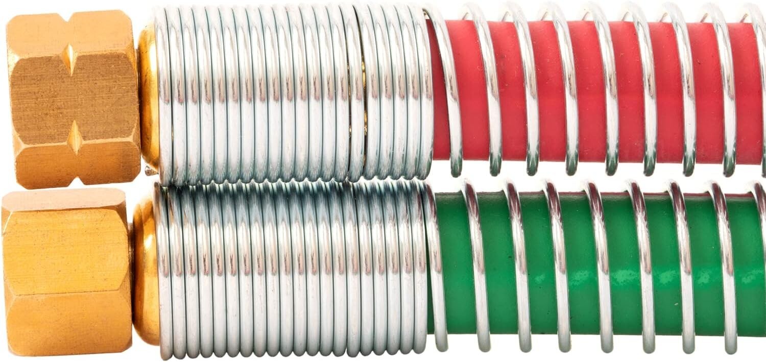 1-Year Warranty Oxy Acetylene 1/4" Hose Set with B Fittings & Strain Relief