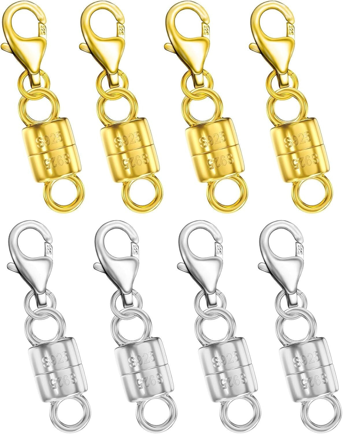 Elegant 925 Silver Magnetic Necklace Clasps & Gold Converters for Jewelry Making