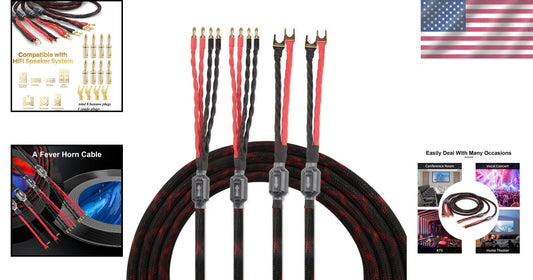 Handcrafted Audiophile Biwire Speaker Cable - Low Signal Loss, Eco-Friendly