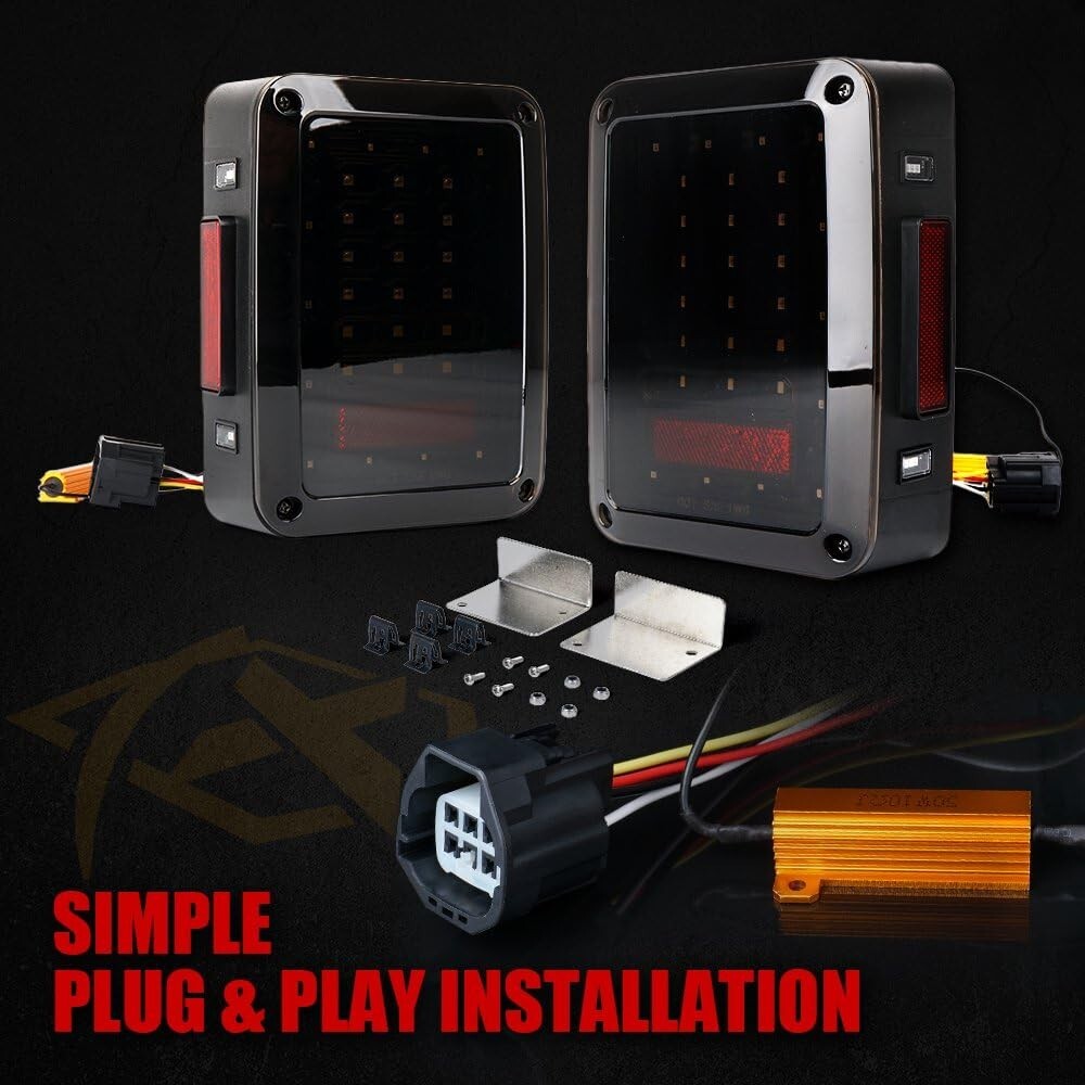 Smoked LED Taillights for Jeep Wrangler 2007-2018 - Unmatched Visibility & Style