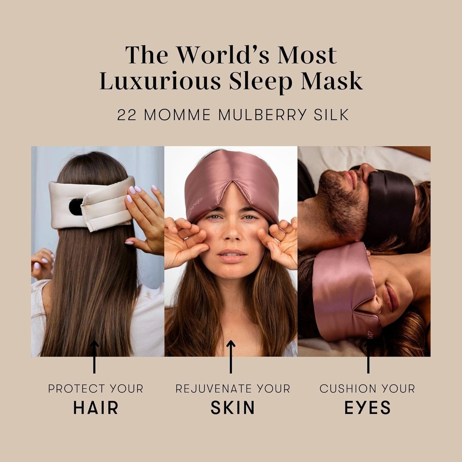 100% Light Blocking Silk Eye Mask with Cloud-Like Padding for Ultimate Comfort