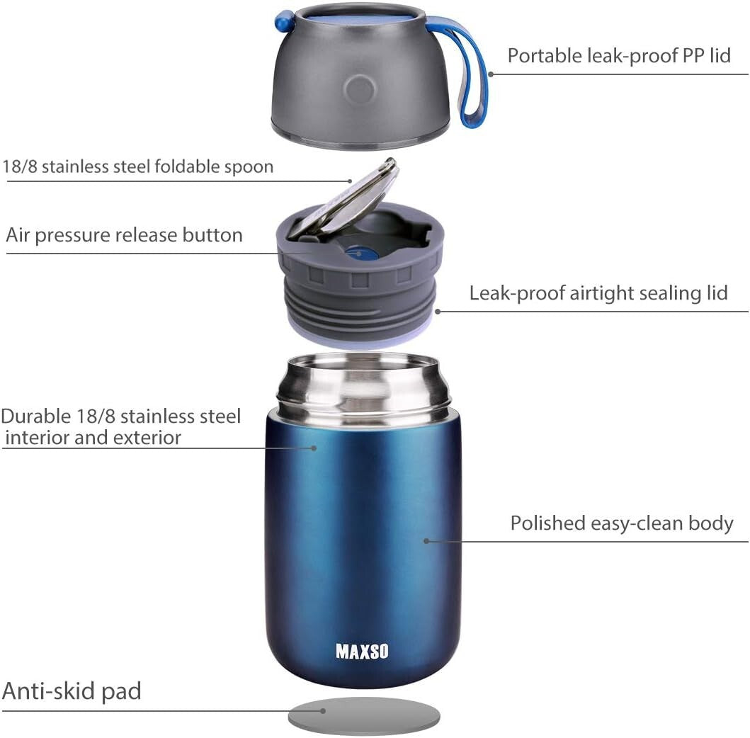 Stainless Steel Vacuum Food Jars - Keep Meals Hot & Cold for 24 Hours