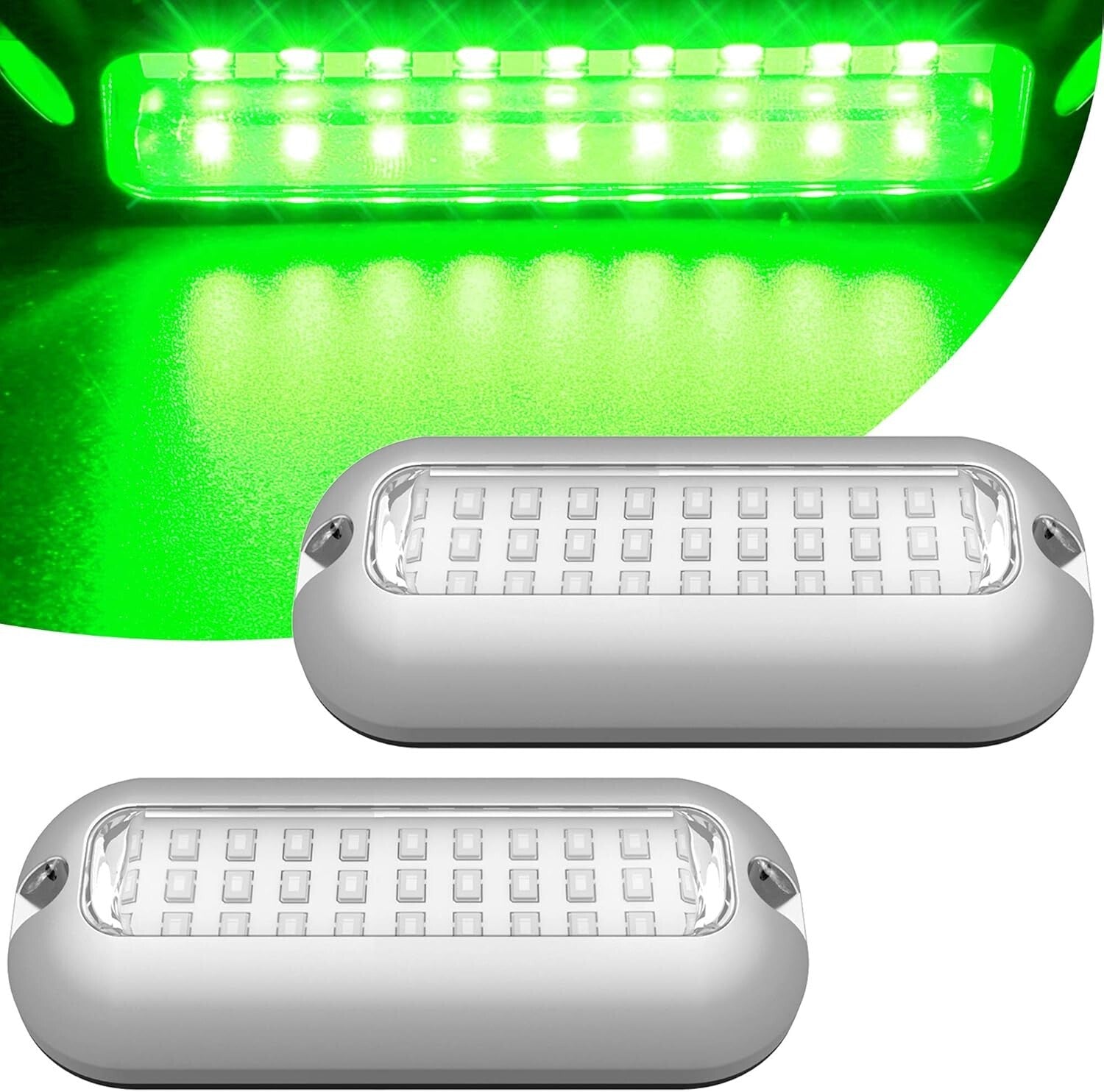 Durable 50W 27 LED Stainless Steel Boat Lights - Marine Waterproof 2PC Set