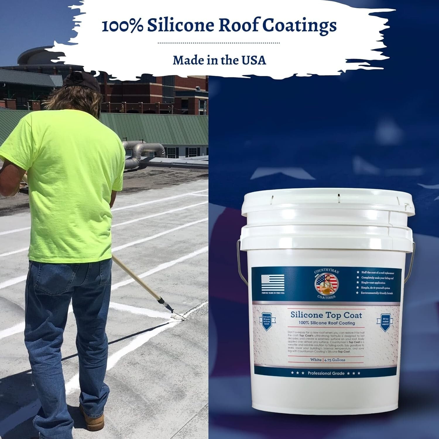 100% Silicone Roof Sealant - Restore, Protect & Extend Roof Life - 4.75 Gallon