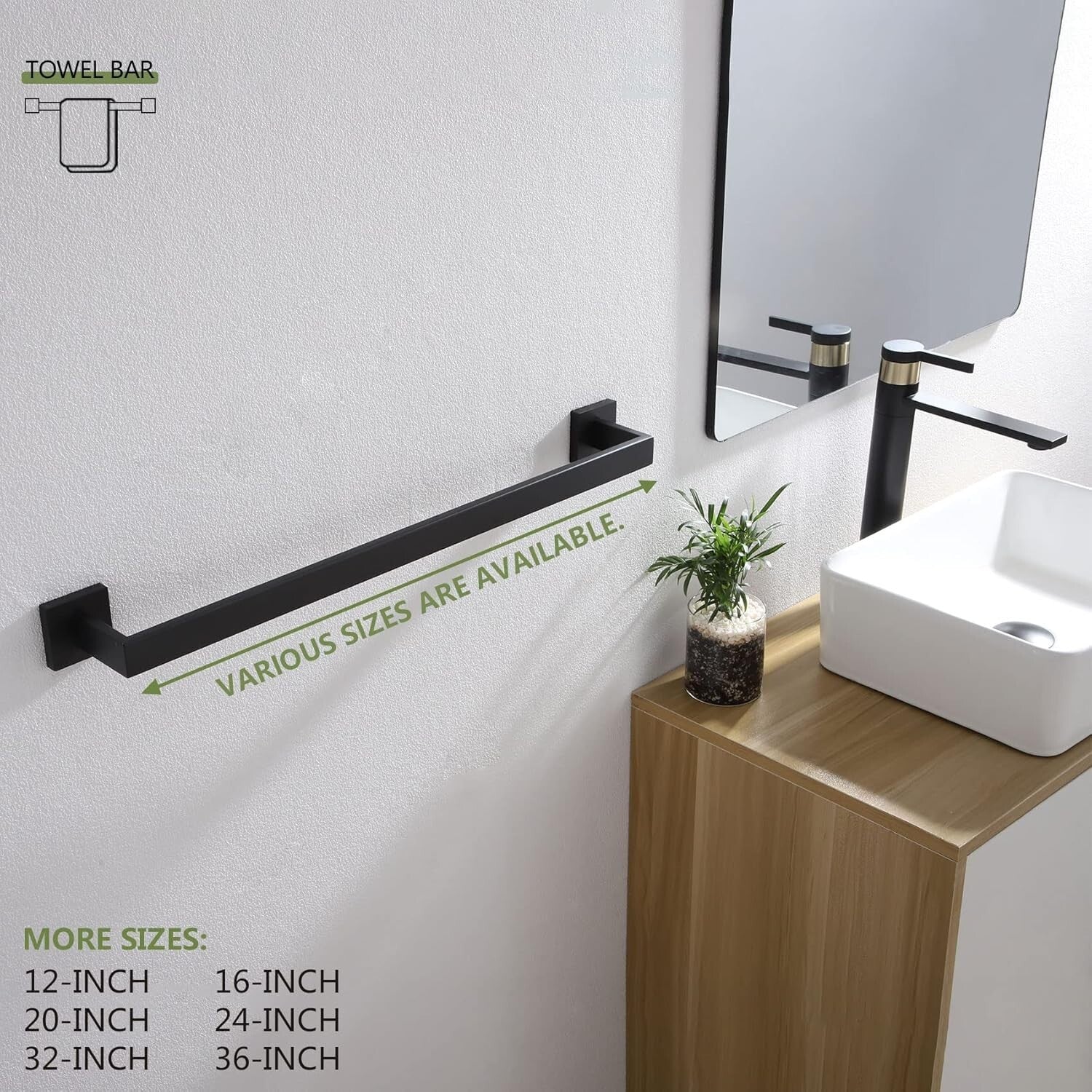 Elegant 24-Inch Wall-Mounted Towel Bar Set in Matte Black - Premium Quality