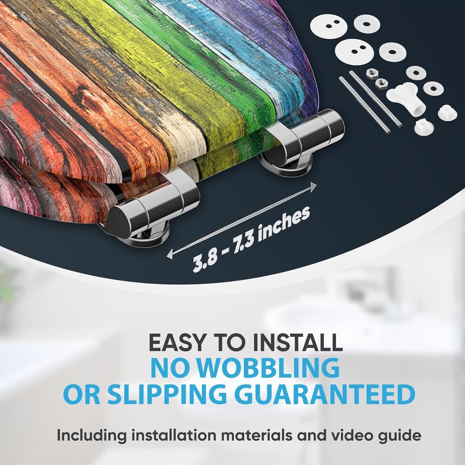 Eye-Catching Rainbow Toilet Seat – Soft Close, Quick Installation, Round