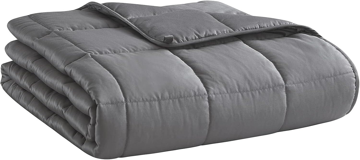 Breathable Dark Grey Weighted Blanket - 48"x72" Twin Full Size Comfort