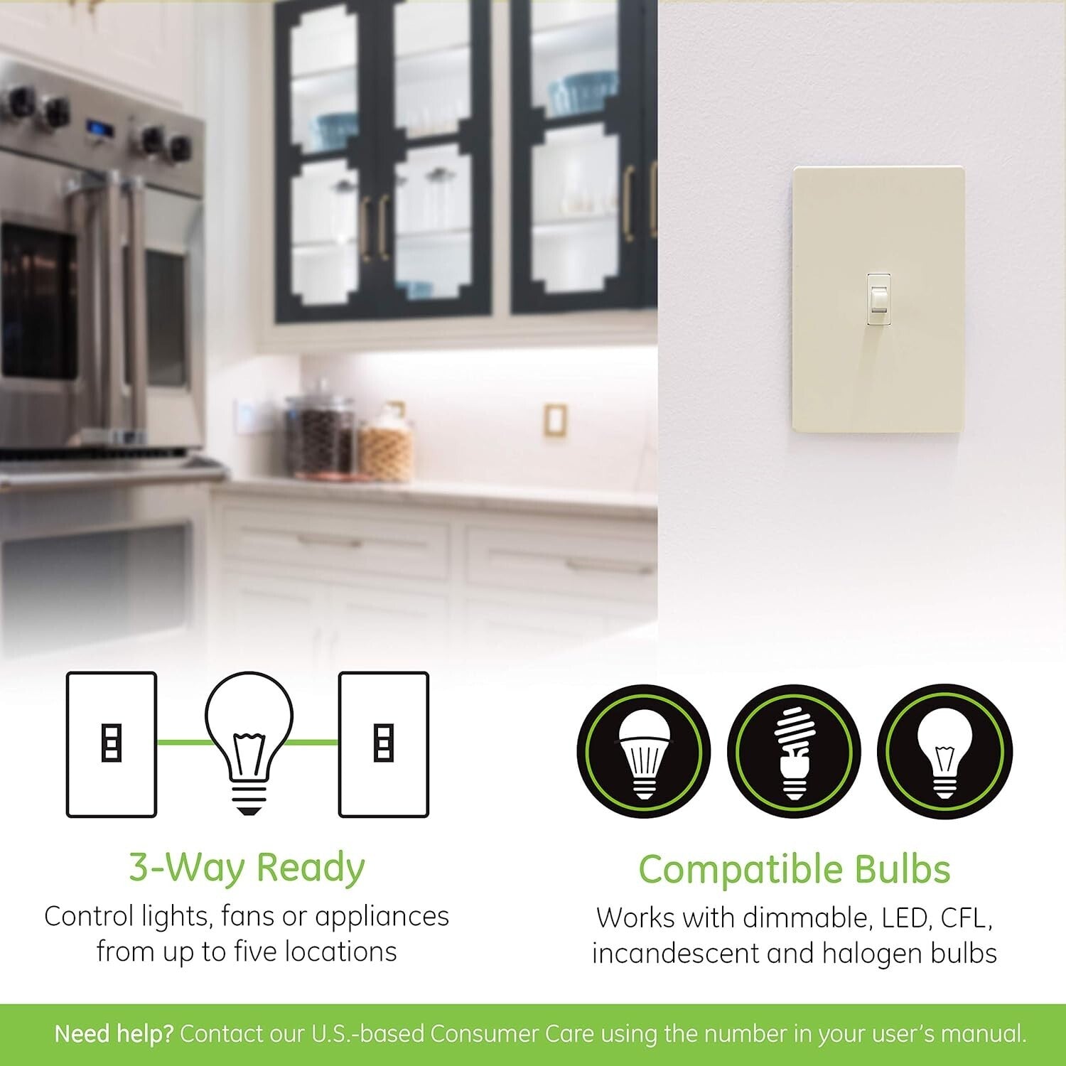 Smart Z-Wave Switch for Home Automation - Alexa & Google Compatible, 3-Way