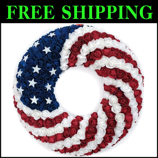 Elegant 18-Inch Indoor/Outdoor Patriotic Wreath - Ideal for Holiday Decoration