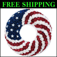 Load image into Gallery viewer, Elegant 18-Inch Indoor/Outdoor Patriotic Wreath - Ideal for Holiday Decoration