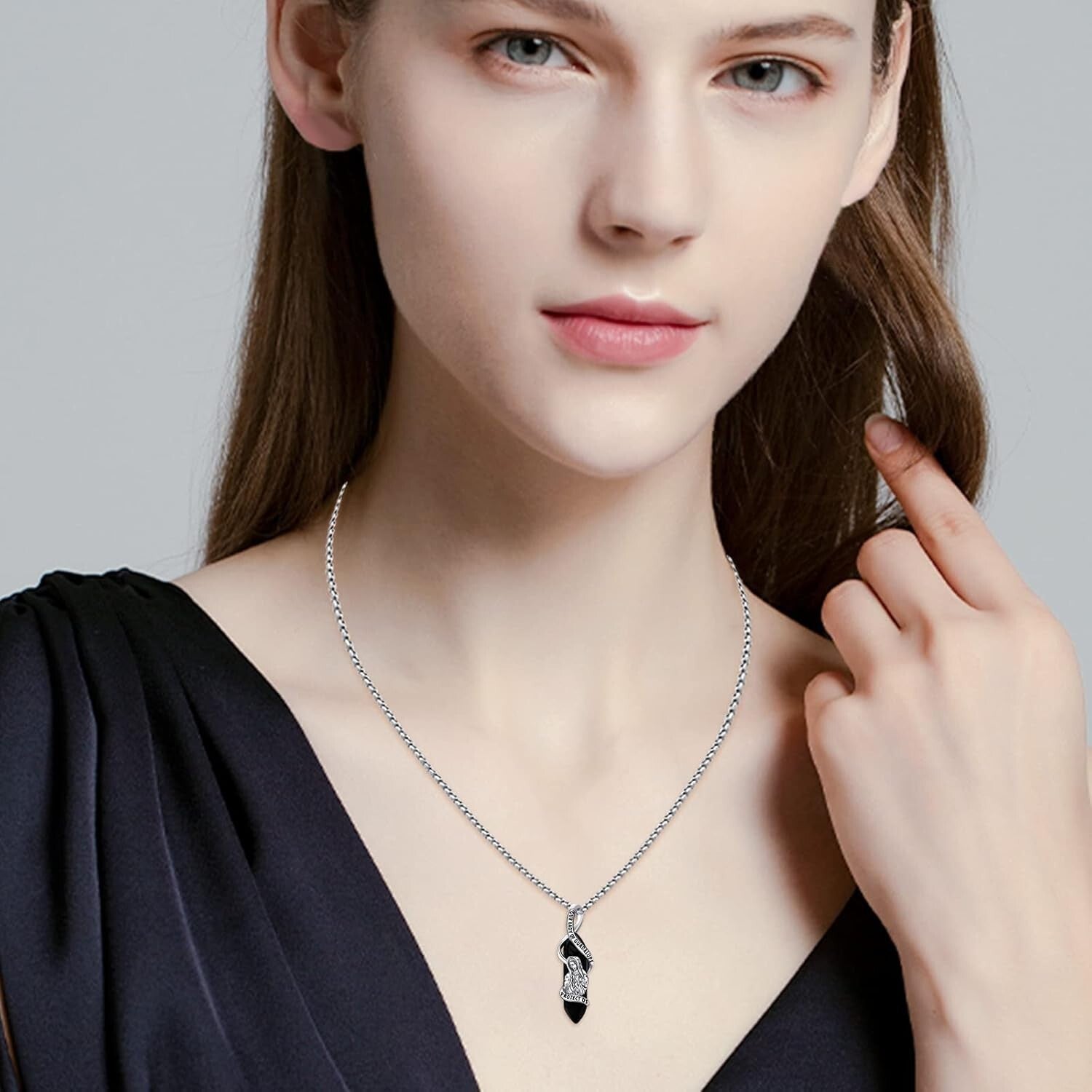 925 Sterling Silver Our Lady of Guadalupe Pendant Necklace for Faith and Prot...